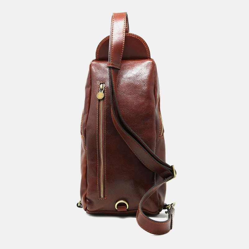 Miesten Pu-Nahkainen Varkaudenesto Vintage Rento Olkalaukku Crossbody Laukku Rintalaukku Sling Bag Hippie Bag