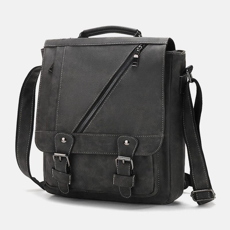 Miesten Tekonahkainen Retro Suuri Tilavuus Multi-Carry Käsilaukku Crossbody Bag