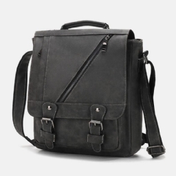 Miesten Tekonahkainen Retro Suuri Tilavuus Multi-Carry Käsilaukku Crossbody Bag