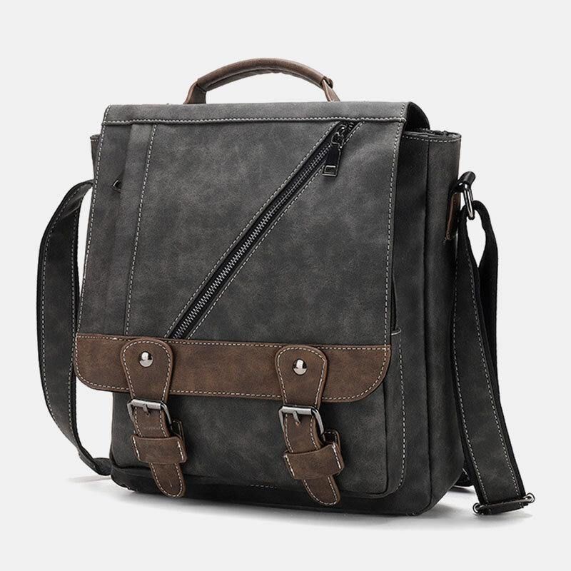 Miesten Tekonahkainen Retro Suuri Tilavuus Multi-Carry Käsilaukku Crossbody Bag