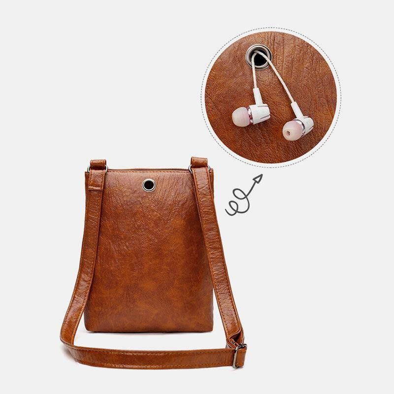 Nainen Keinonahkainen Retro Yksinkertainen Pehmeä Monitaskuinen 6.3 Tuuman Puhelinlaukku Olkalaukku Crossbody Bag