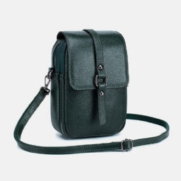 Naisten Aitoa Nahkaa Casual Retro Monikerroksinen Kuulokeaukko 6.5 Tuuman Puhelinlaukku Crossbody Bag