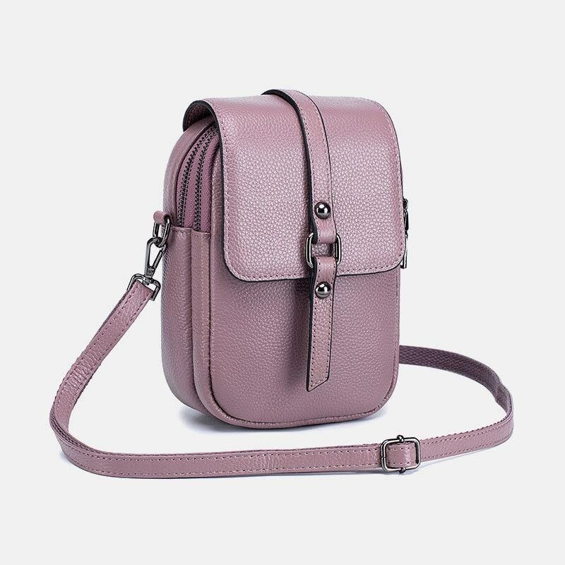 Naisten Aitoa Nahkaa Casual Retro Monikerroksinen Kuulokeaukko 6.5 Tuuman Puhelinlaukku Crossbody Bag