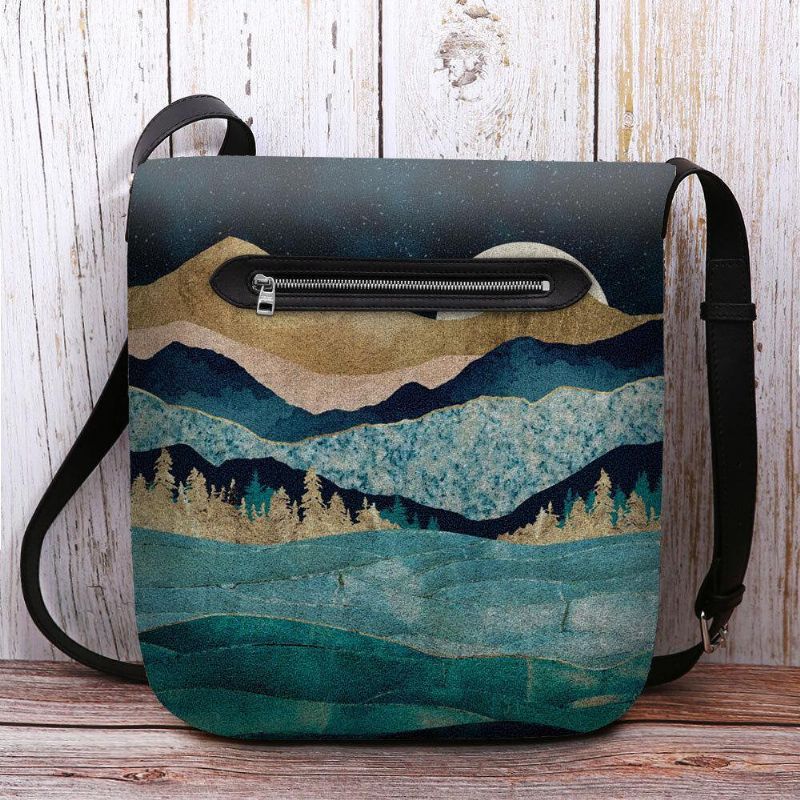 Naisten Huopa Mountain Treetop Landscape Print Bag Crossbody Bag Olkalaukku