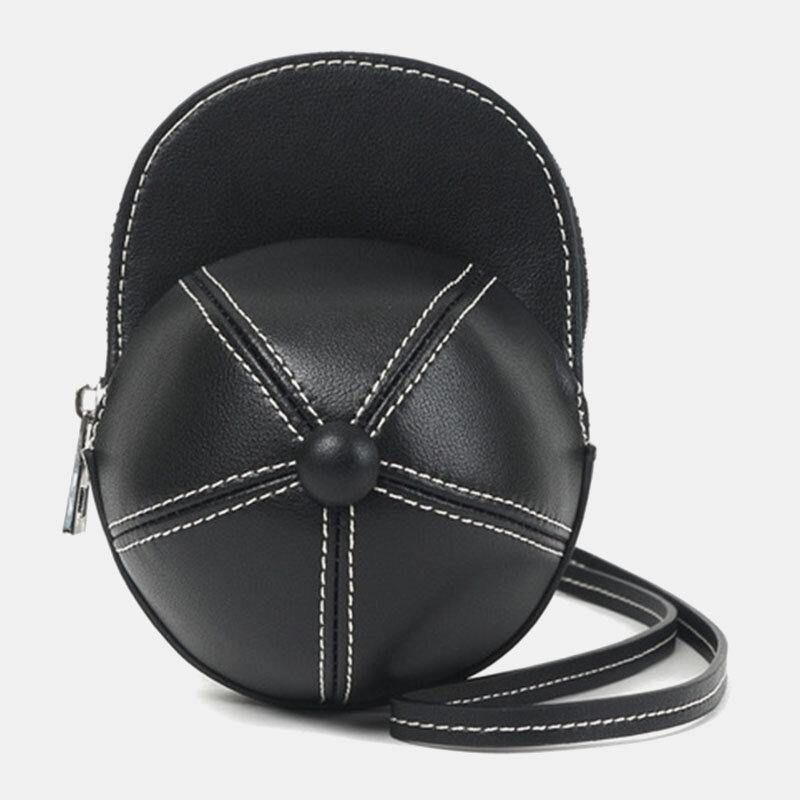 Naisten Keinonahkainen Baseball-Hatun Muotoinen Causl Creative Olkalaukku Crossbody Laukku