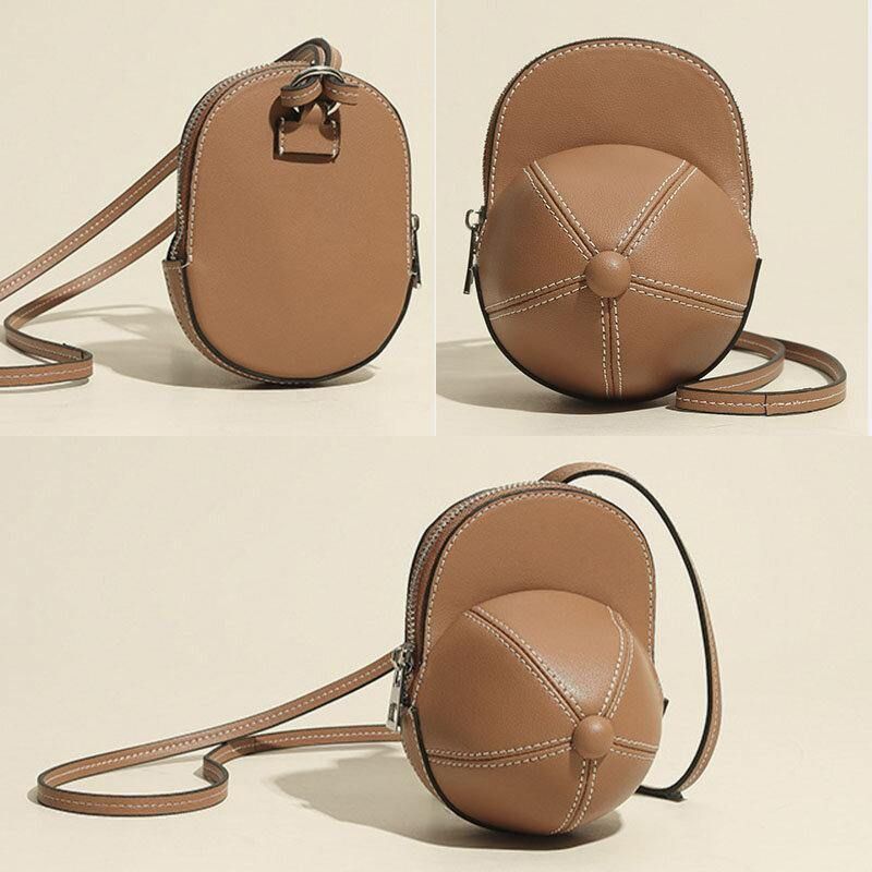 Naisten Keinonahkainen Baseball-Hatun Muotoinen Causl Creative Olkalaukku Crossbody Laukku