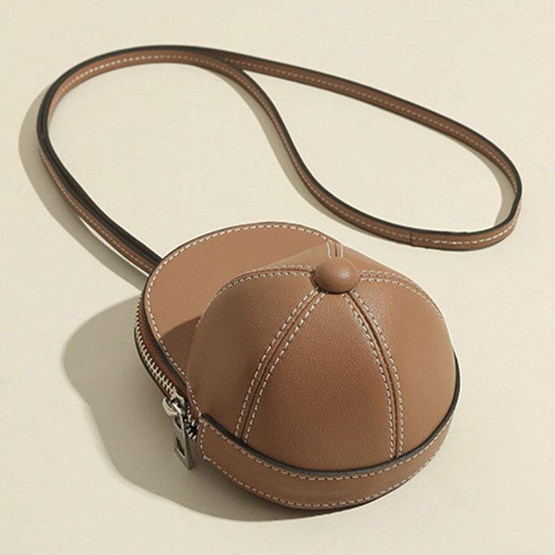 Naisten Keinonahkainen Baseball-Hatun Muotoinen Causl Creative Olkalaukku Crossbody Laukku