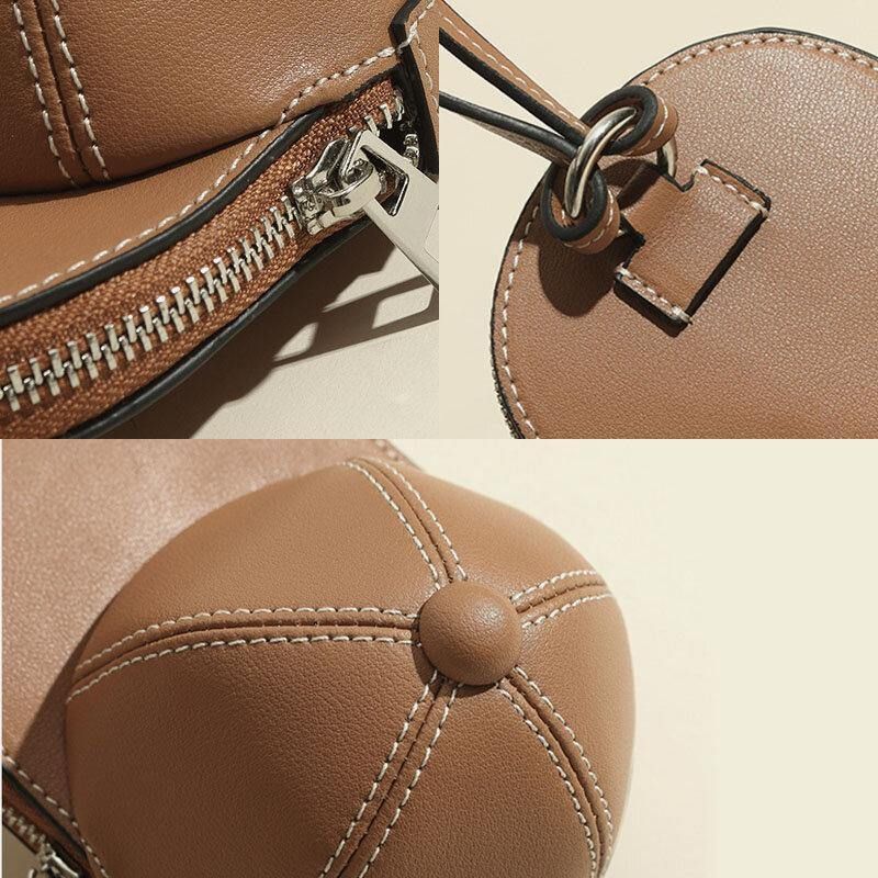 Naisten Keinonahkainen Baseball-Hatun Muotoinen Causl Creative Olkalaukku Crossbody Laukku