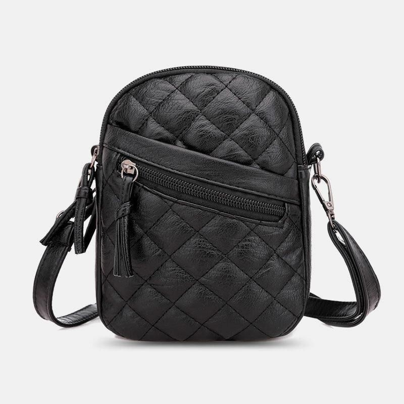 Naisten Pu-Nahka Argyle-Kuvioinen Kuulokeaukko Rento 6.3 Tuuman Puhelinlaukku Crossbody Laukut Olkalaukku