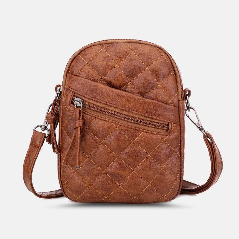 Naisten Pu-Nahka Argyle-Kuvioinen Kuulokeaukko Rento 6.3 Tuuman Puhelinlaukku Crossbody Laukut Olkalaukku