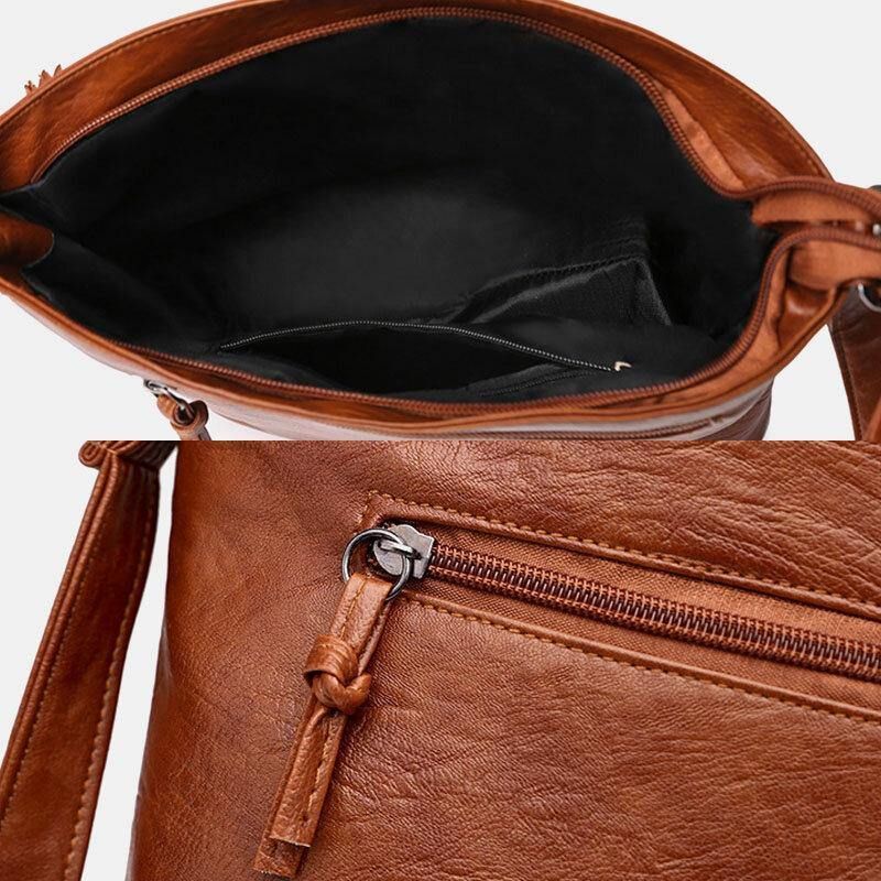 Naisten Pu-Nahka Suuri Kapasiteetti Retro 6.3 Tuuman Monitaskuinen Puhelinlaukku Pehmeä Crossbody Laukut Olkalaukku