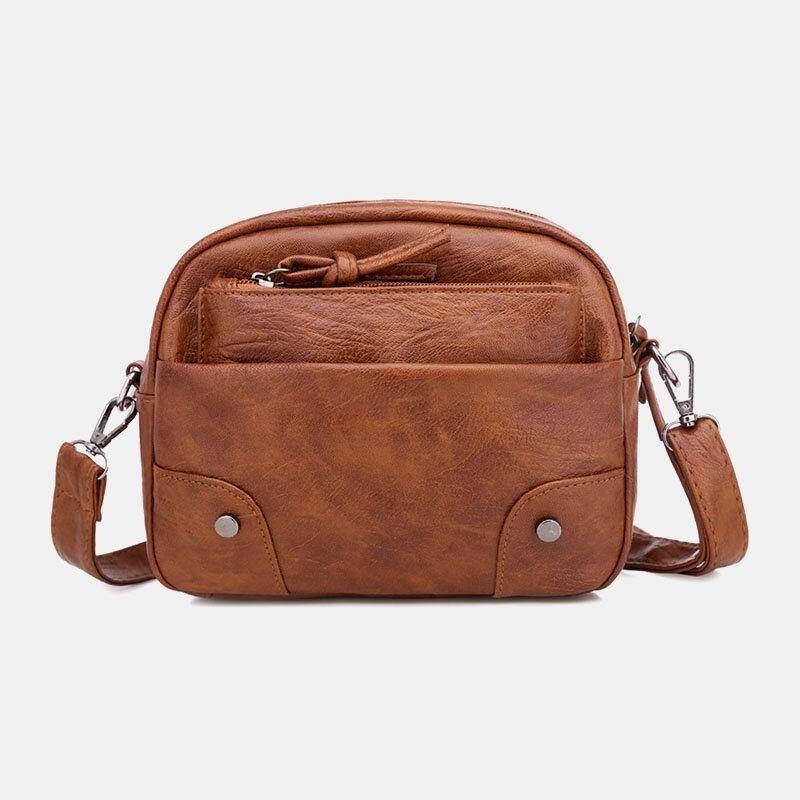 Naisten Pu-Nahkainen Monitaskuinen Retro Fashion 6.3 Tuuman Puhelinlaukku Pehmeä Crossbody Laukut Olkalaukku