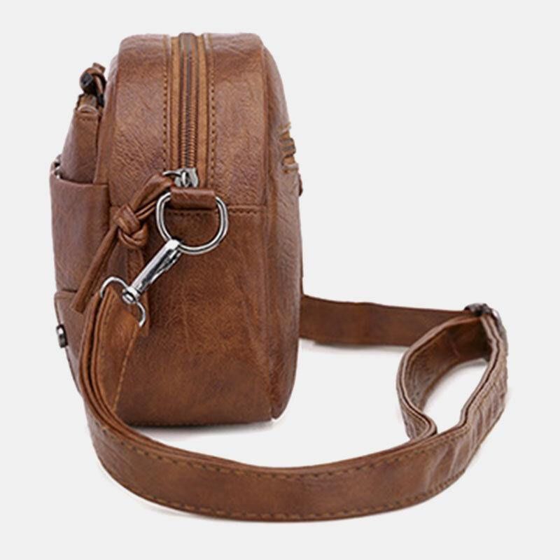 Naisten Pu-Nahkainen Monitaskuinen Retro Fashion 6.3 Tuuman Puhelinlaukku Pehmeä Crossbody Laukut Olkalaukku