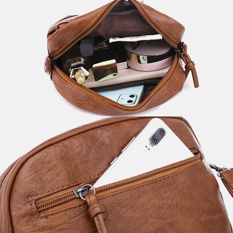 Naisten Pu-Nahkainen Monitaskuinen Retro Fashion 6.3 Tuuman Puhelinlaukku Pehmeä Crossbody Laukut Olkalaukku