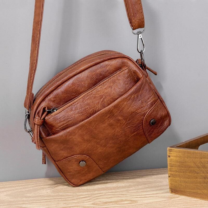 Naisten Pu-Nahkainen Monitaskuinen Retro Fashion 6.3 Tuuman Puhelinlaukku Pehmeä Crossbody Laukut Olkalaukku