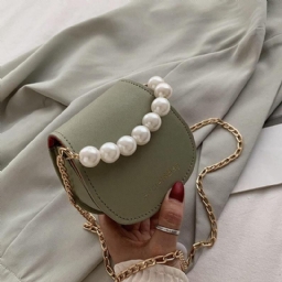 Naisten Pu-Nahkainen Pearl Chain Käsilaukku Olkalaukku Crossbody Laukut