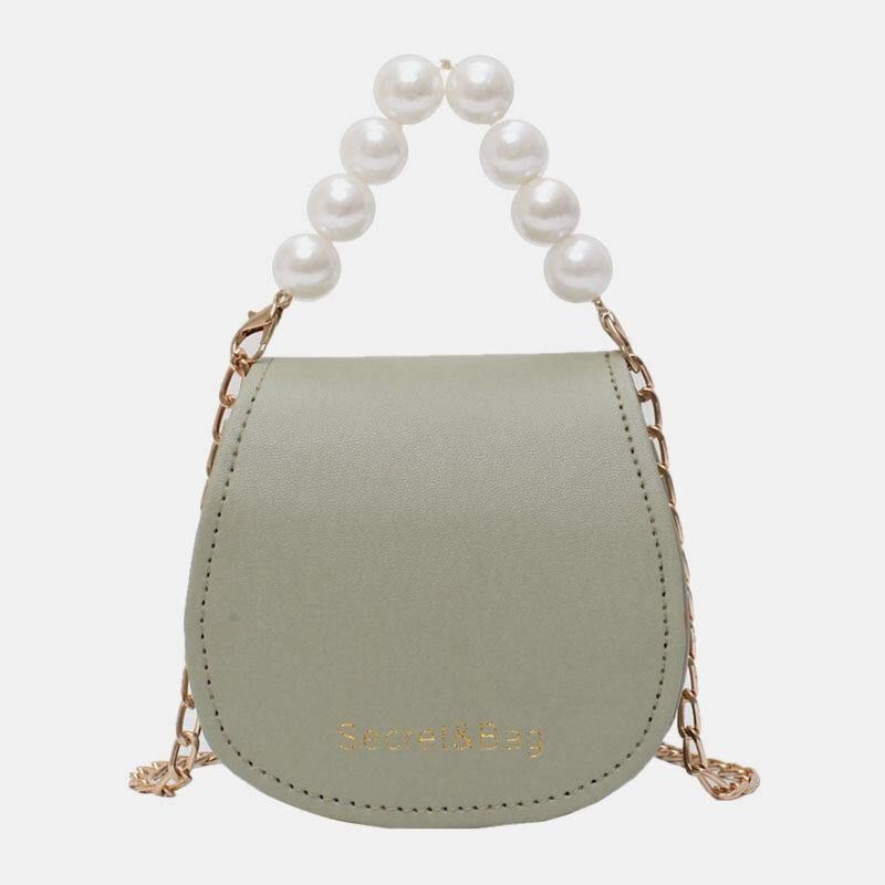 Naisten Pu-Nahkainen Pearl Chain Käsilaukku Olkalaukku Crossbody Laukut