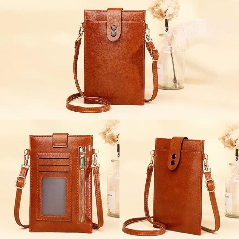 Naisten Pu-Nahkainen Retro 6.3 Tuuman Puhelinlaukku Mini Multi-Card Slot Crossbody Laukut Olkalaukku