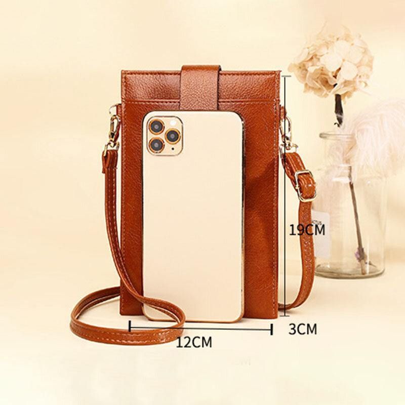 Naisten Pu-Nahkainen Retro 6.3 Tuuman Puhelinlaukku Mini Multi-Card Slot Crossbody Laukut Olkalaukku