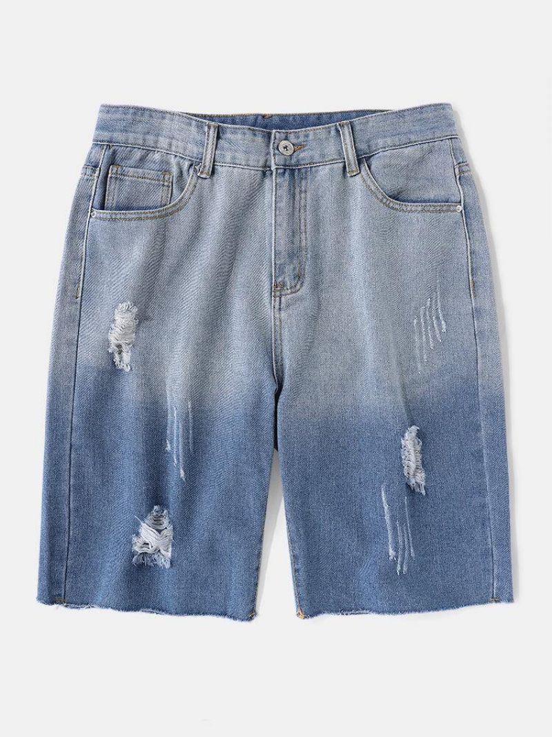 Miesten Denim Gradient Taskut Löysät Mukavat Rento Shortsit