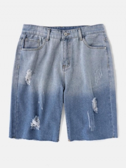 Miesten Denim Gradient Taskut Löysät Mukavat Rento Shortsit