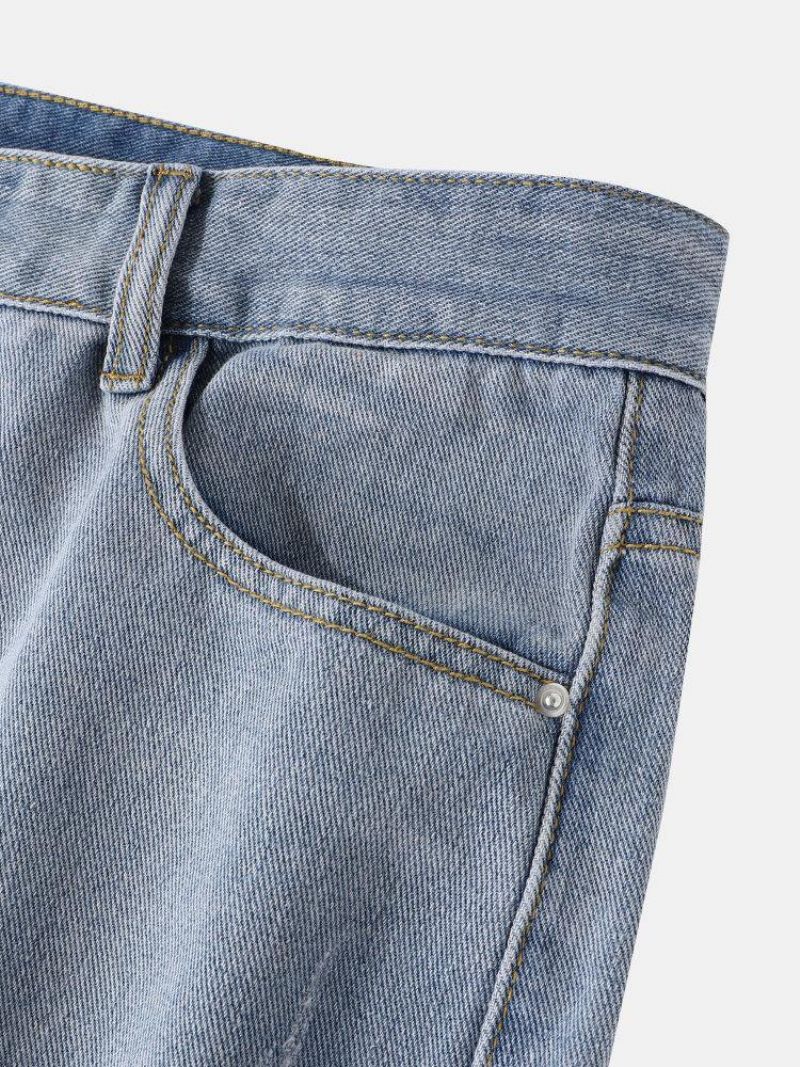 Miesten Denim Gradient Taskut Löysät Mukavat Rento Shortsit