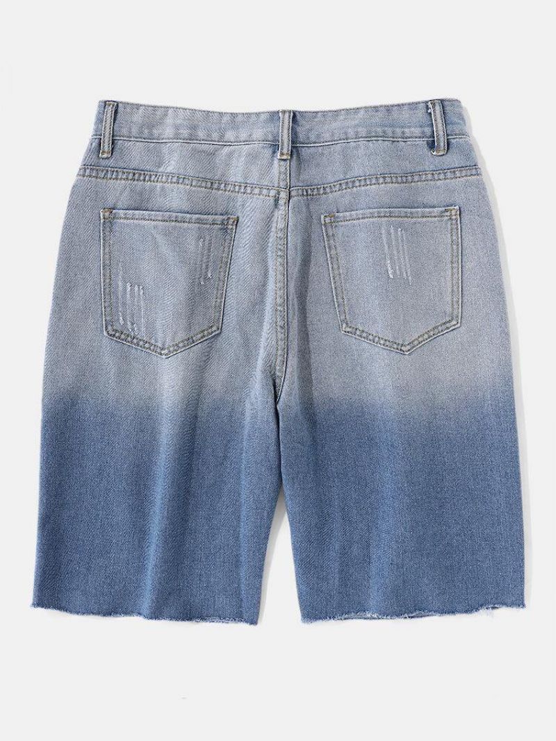 Miesten Denim Gradient Taskut Löysät Mukavat Rento Shortsit