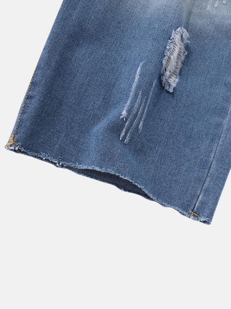 Miesten Denim Gradient Taskut Löysät Mukavat Rento Shortsit