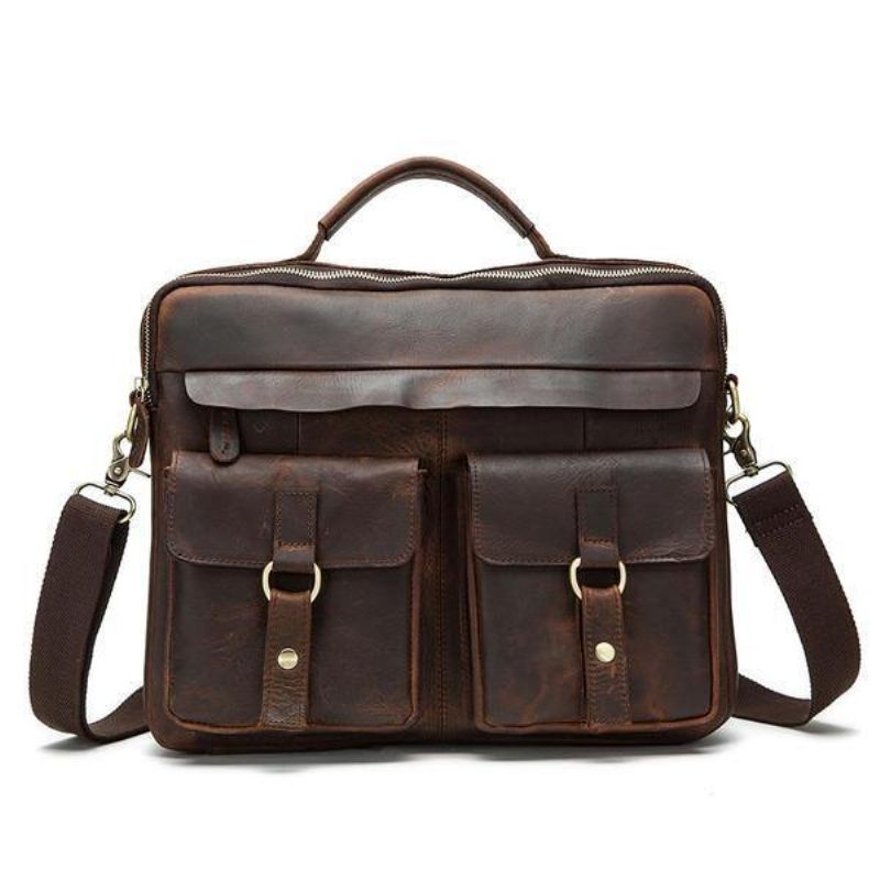 Aitoa Nahkaa Sling Salkku Vintage Käsilaukku Kaksikäyttöinen Messenger Bag Miehille