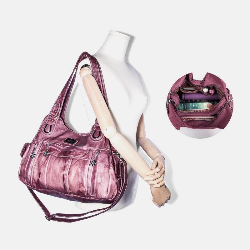 Angel Kiss Naisten Pu-Nahkainen Multi-Carry Yksivärinen Crossbody Laukku Olkalaukku Kantalaukku