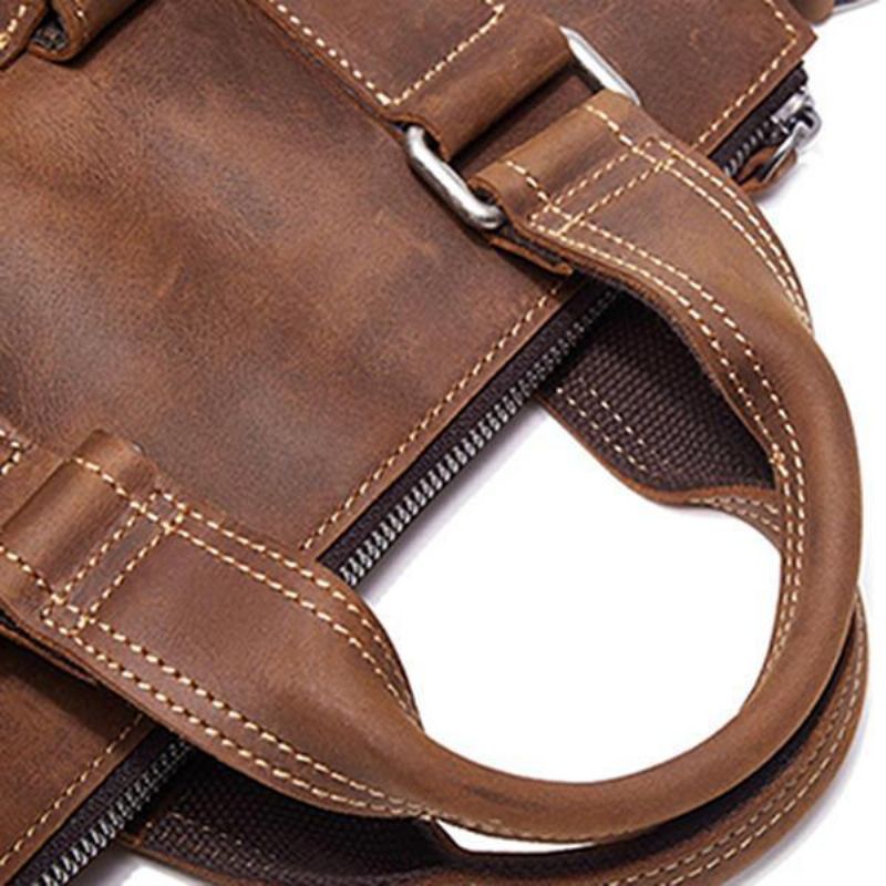 Miesten Aito Nahkainen Retrokäsilaukku Crossbody Laukku Casual Business Olkalaukku Salkku