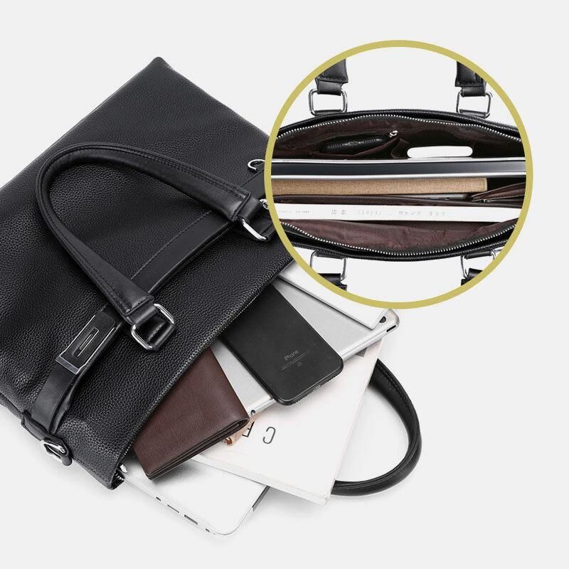 Miesten Keinonahkainen Business 15.6 Tuuman Kannettavan Tietokoneen Laukku Salkut Käsilaukku Crossbody Laukku