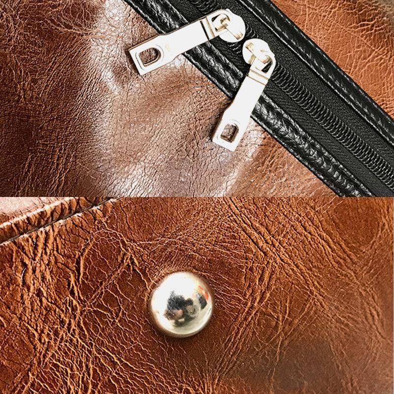 Naisten Ja Miesten Nahkainen Retro Suuren Kapasiteetin Käsilaukku Business Matkalaukku Laukku Olkalaukku Crossbody Bag