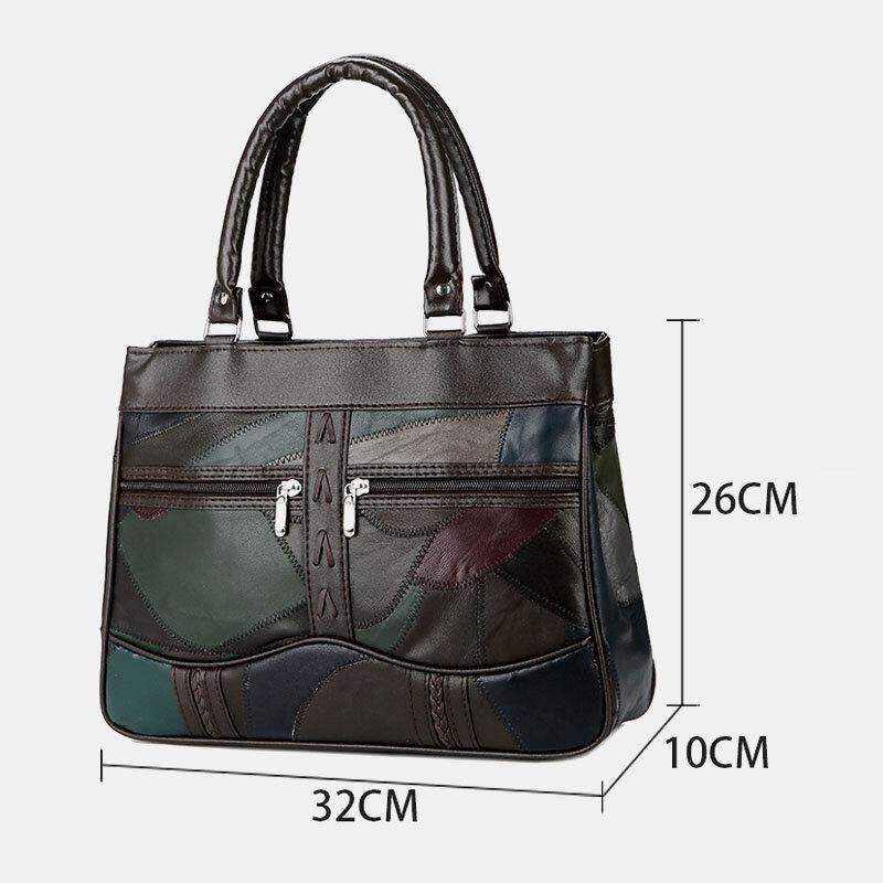 Naisten Patchwork Aitoa Nahkaa Kangaskassit Suuren Kapasiteetin Käsilaukut Bohemian Vintage Crossbody Laukut