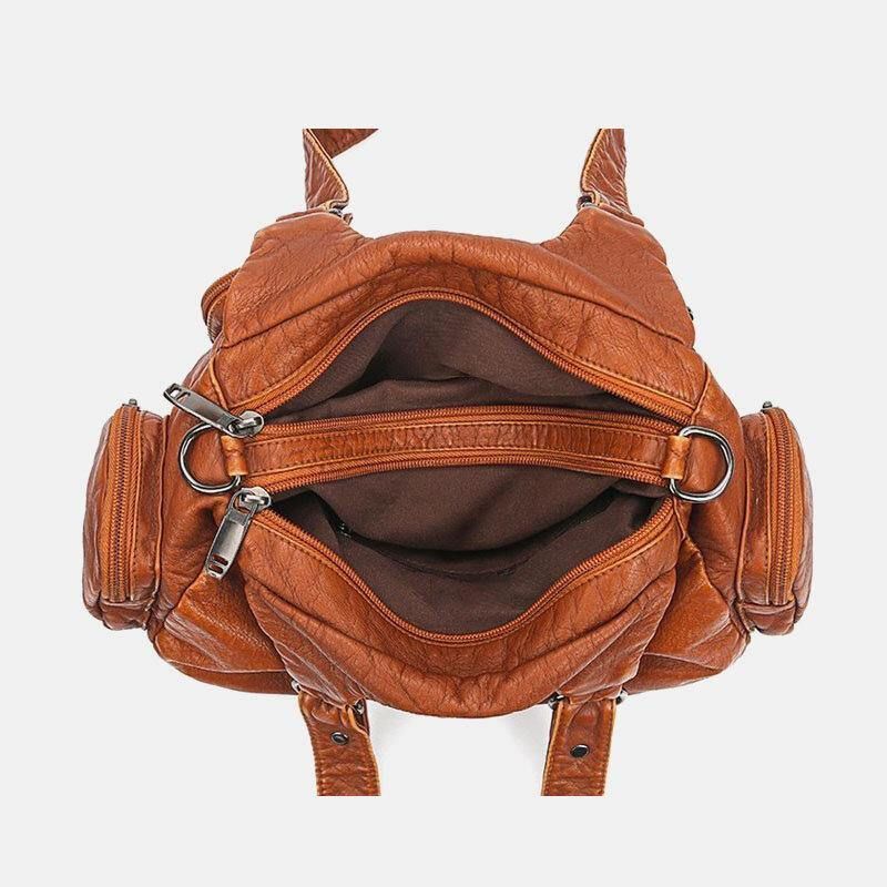 Naisten Pu-Nahka Suuri Tilavuus Monitaskuinen Niittikoristelu Retro Pehmeä Kangas Käsilaukut Crossbody Laukut