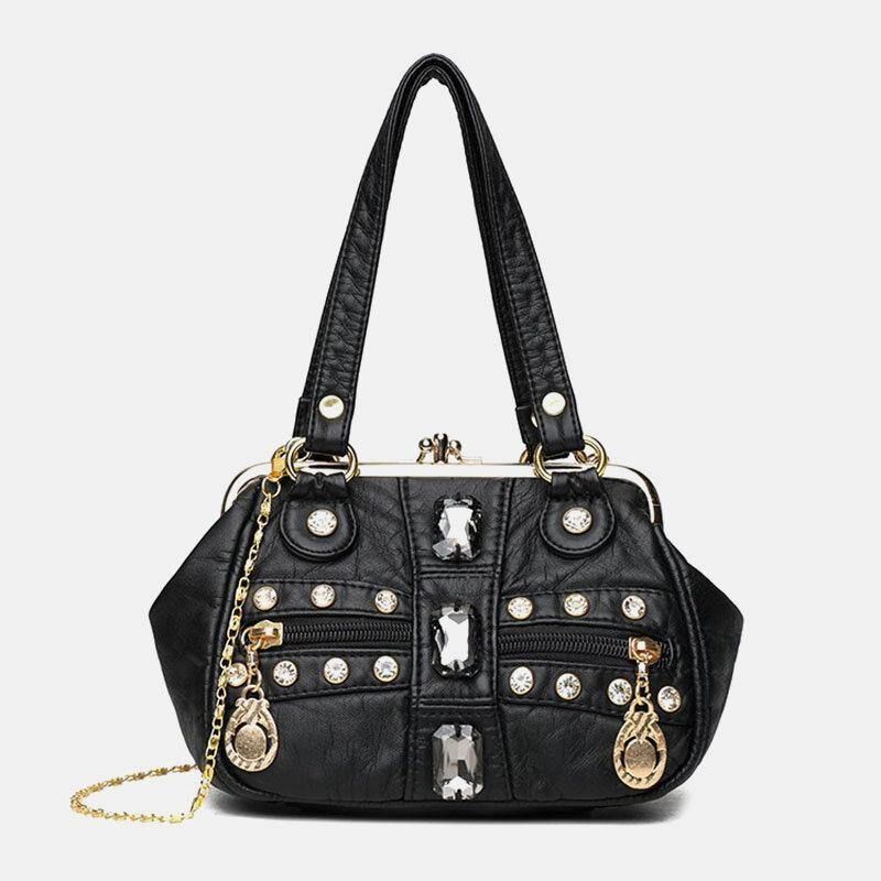 Naisten Pu-Nahka Vedenpitävä Skull Rivet Chains Olkalaukku Käsilaukku Crossbody Bag