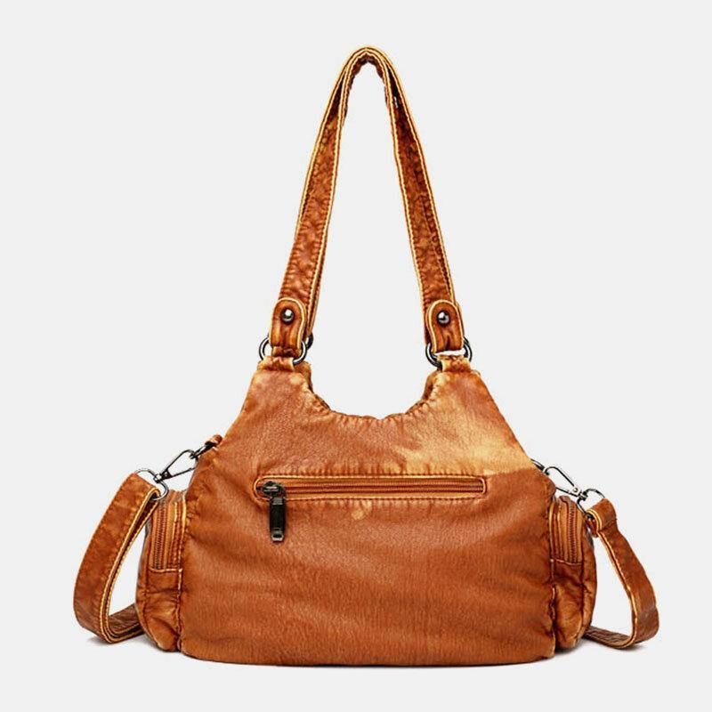 Naisten Pu-Nahka Yksivärinen Suuri Kapasiteetti Retro Fashion Tote Käsilaukut Crossbody Laukut