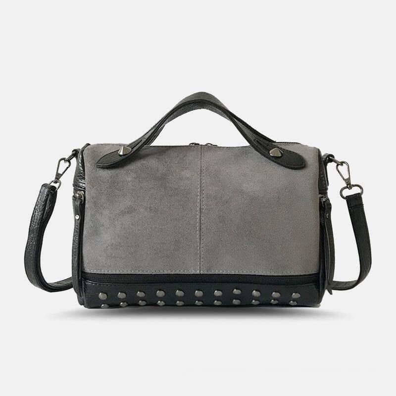 Naisten Rivet Vintage Pu-Nahkainen Monitoimilaukku Crossbody Laukku Olkalaukku Käsilaukku