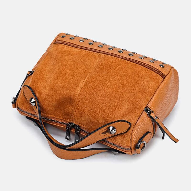 Naisten Rivet Vintage Pu-Nahkainen Monitoimilaukku Crossbody Laukku Olkalaukku Käsilaukku