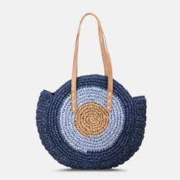 Naisten Simplicity Stripe Straw Bag Käsilaukut Tote Retro Beach Bag