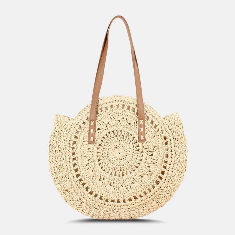 Naisten Simplicity Stripe Straw Bag Käsilaukut Tote Retro Beach Bag