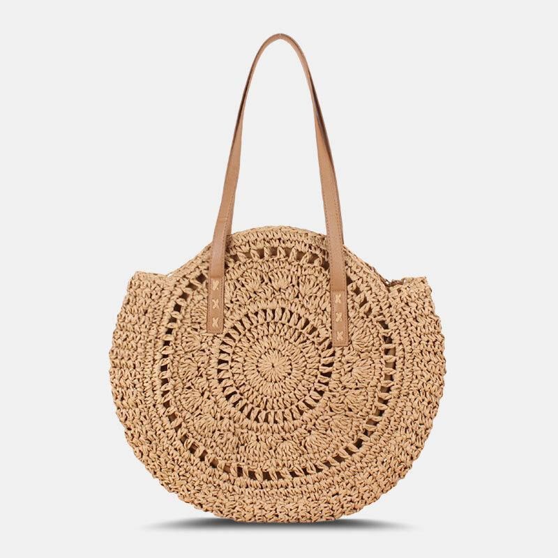 Naisten Simplicity Stripe Straw Bag Käsilaukut Tote Retro Beach Bag