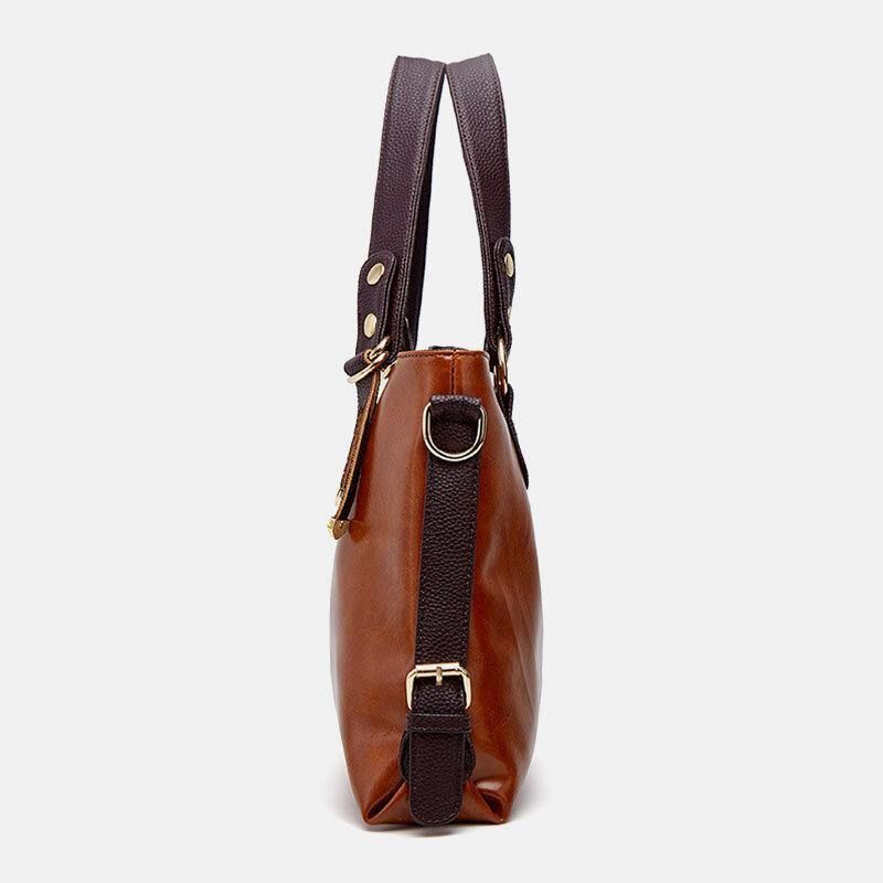 Naisten Tekonahkainen Retro-Litsikuvio Suuri Tilavuus Käsilaukku Olkalaukku Crossbody Laukku Tote