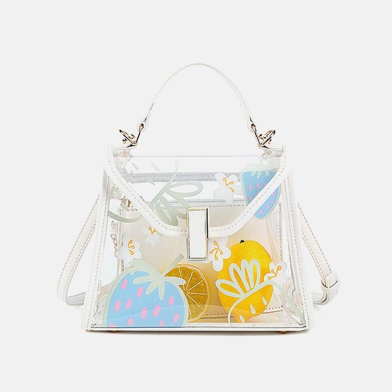 Naisten Twist Lock 2 Kpl Fruit Transparent Crossbody Bag Käsilaukku