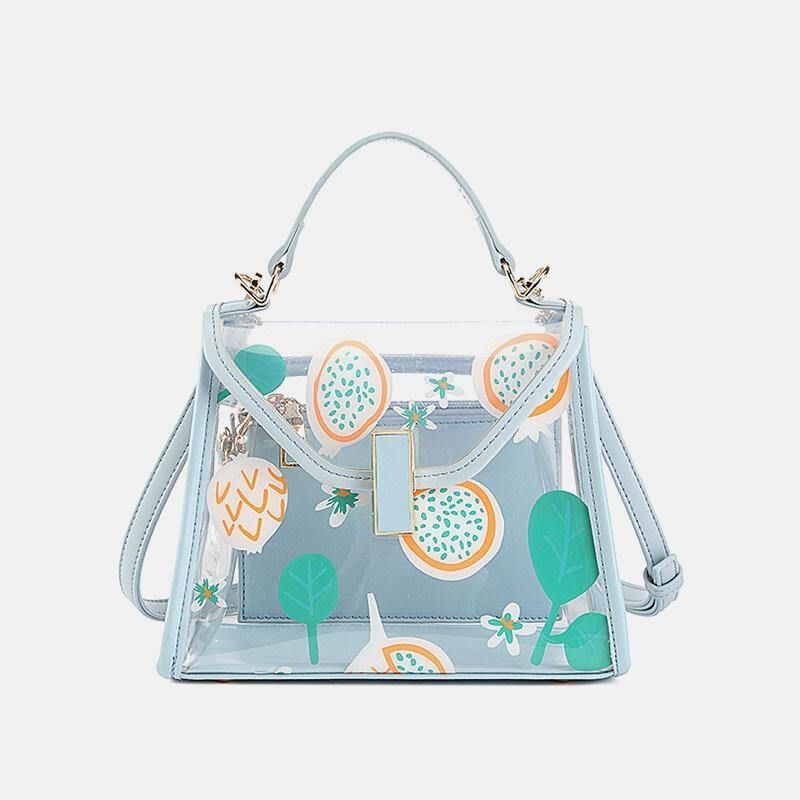 Naisten Twist Lock 2 Kpl Fruit Transparent Crossbody Bag Käsilaukku