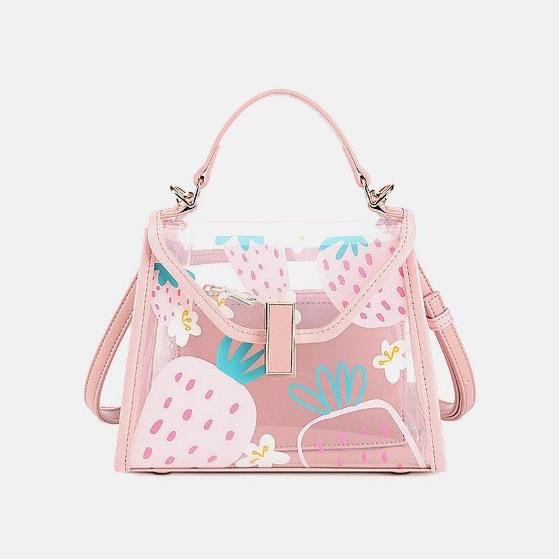 Naisten Twist Lock 2 Kpl Fruit Transparent Crossbody Bag Käsilaukku