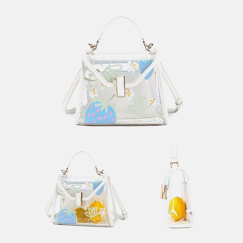 Naisten Twist Lock 2 Kpl Fruit Transparent Crossbody Bag Käsilaukku