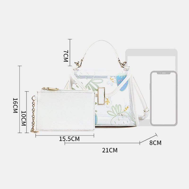 Naisten Twist Lock 2 Kpl Fruit Transparent Crossbody Bag Käsilaukku