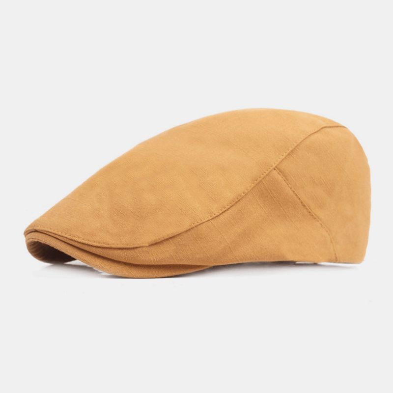 Miesten Cotton Baret Cap Yksivärinen Säädettävä Rento Retro Aurinkovarjo Eteenpäin Lippalakki Litteä Hattu