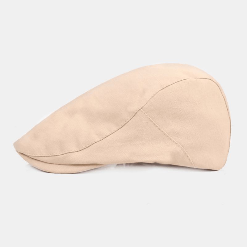 Miesten Cotton Baret Cap Yksivärinen Säädettävä Rento Retro Aurinkovarjo Eteenpäin Lippalakki Litteä Hattu